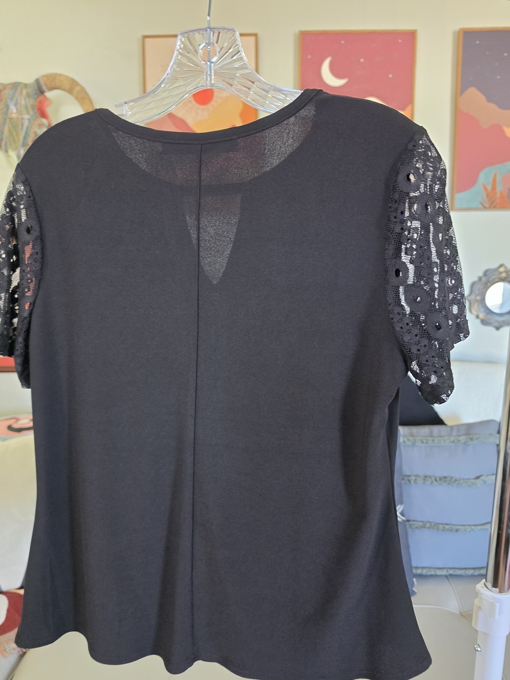 Scarlett Black Lace-Sleeve Keyhole Blouse - Picture 4 of 4
